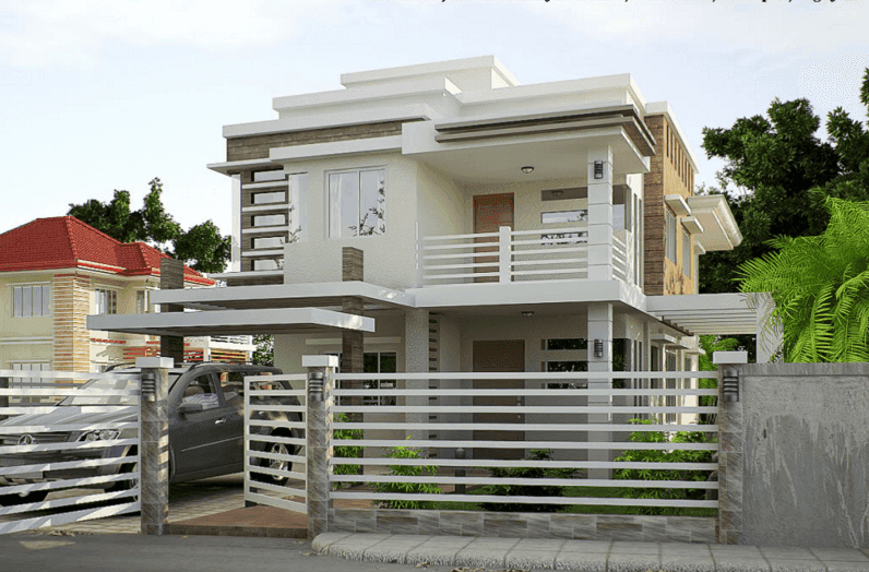 Awesome White Two-Storey Modern Residence