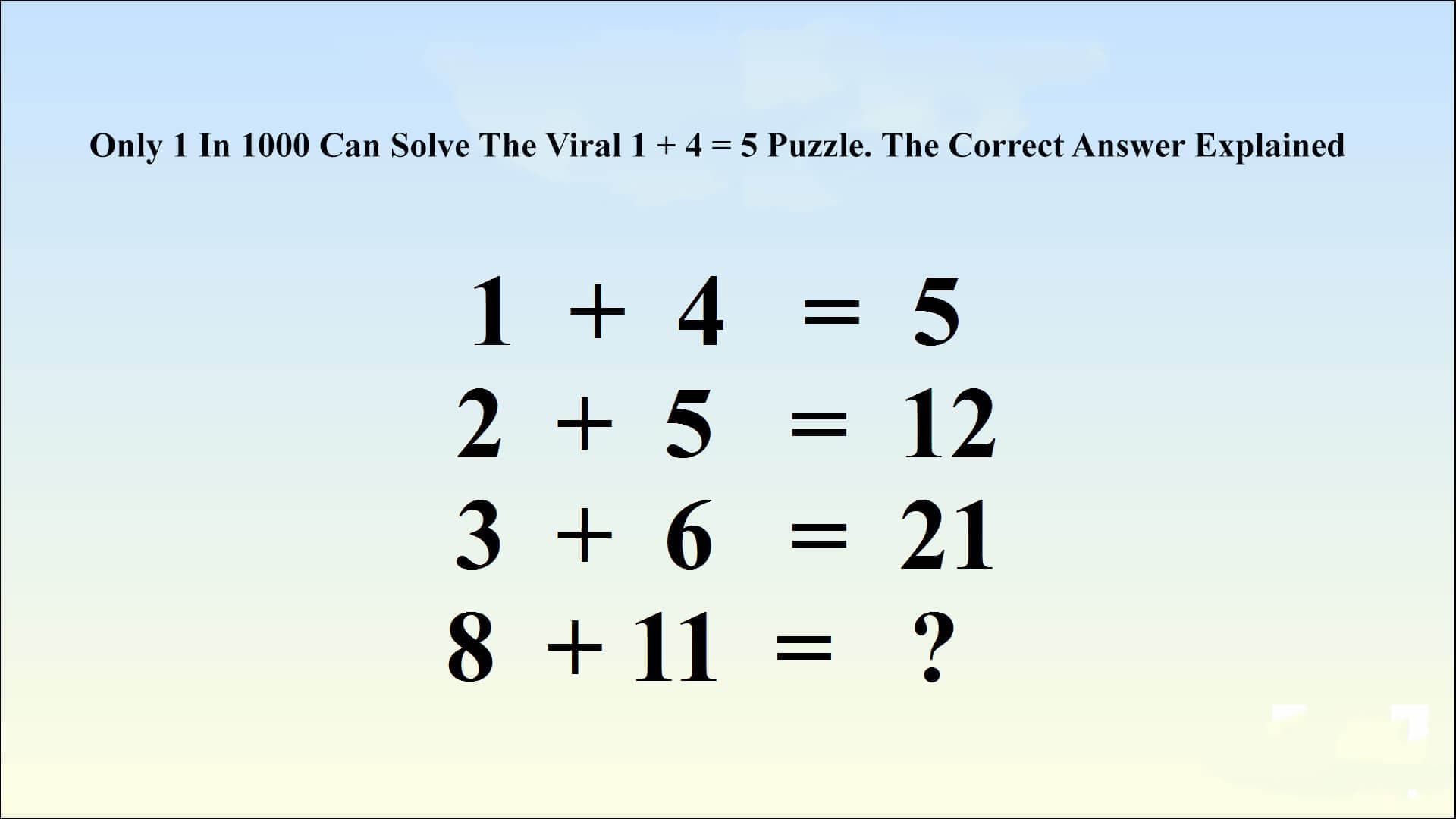 “Only 1 In 1000 Can Solve” The Viral 1 + 4 = 5 Puzzle. The Correct Answer Explained