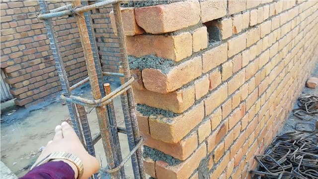 How Connection Was Made Between Column And Brick Wall