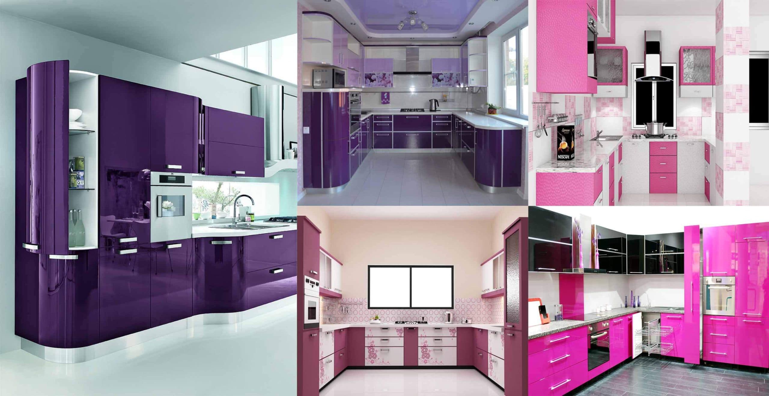 White Kitchen With Pink And Purple Appliances
