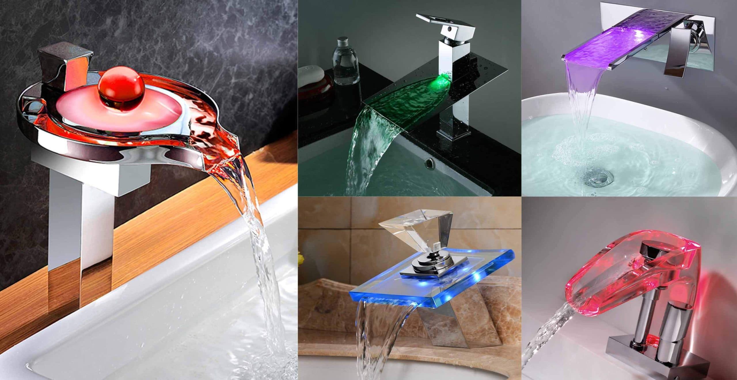 Amazing LED Waterfall Bathroom Sink Faucets