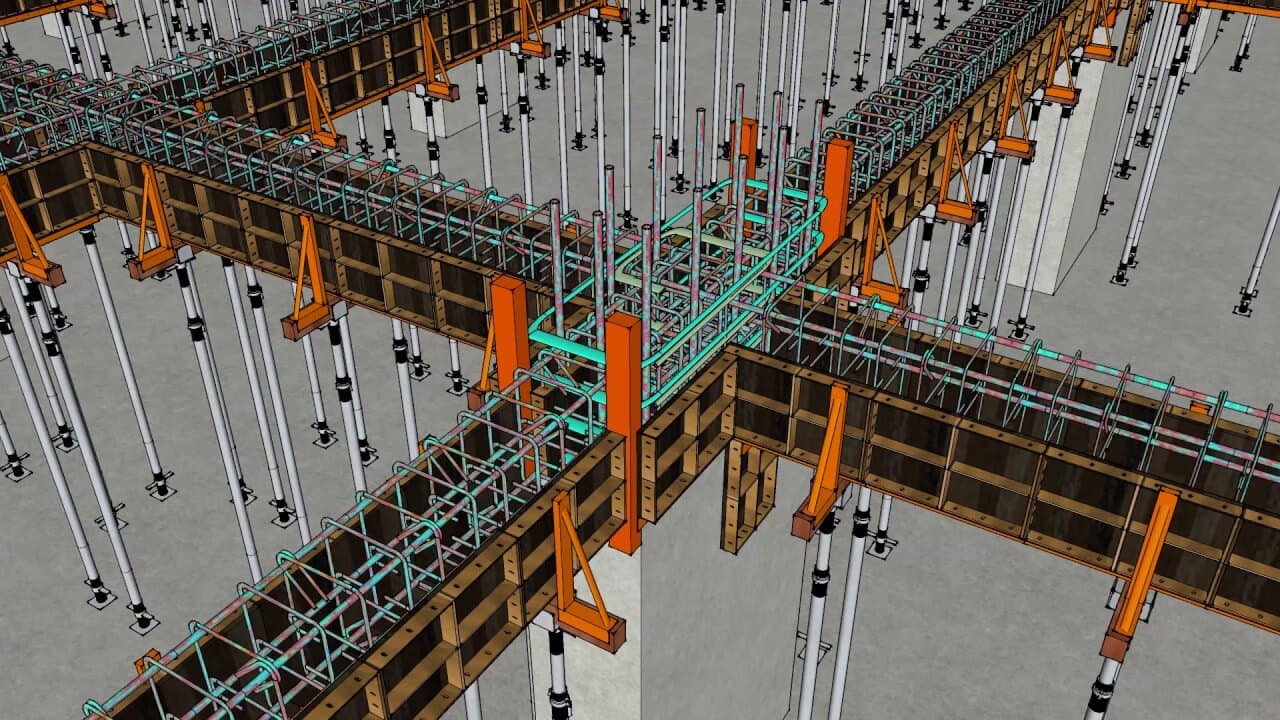 Typical Beam, Slab And Column Formwork Animation