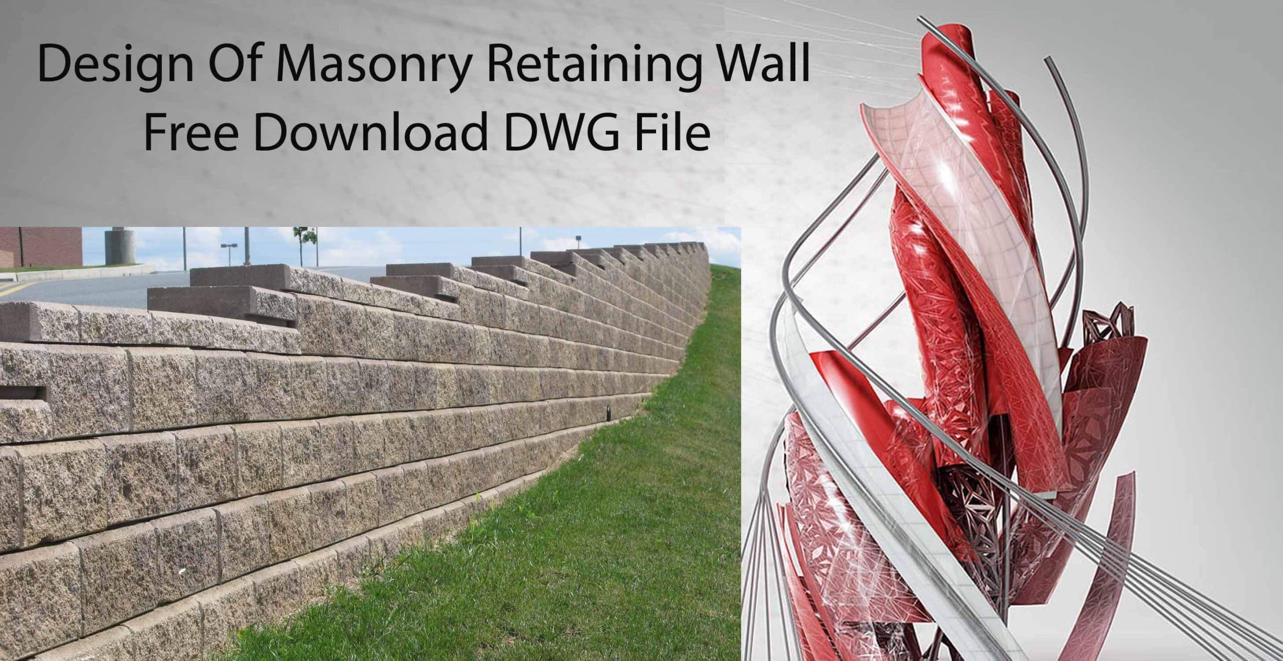 Design Of Masonry Retaining Wall Free Download DWG File