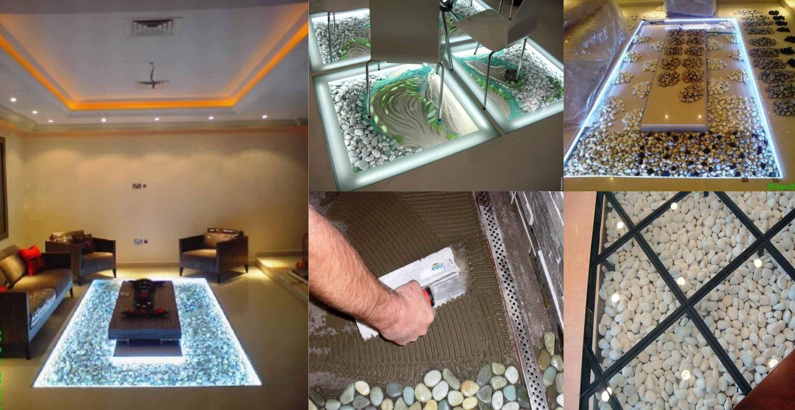 Amazing DIY Adding Glass Flooring With Pebble In Your Home