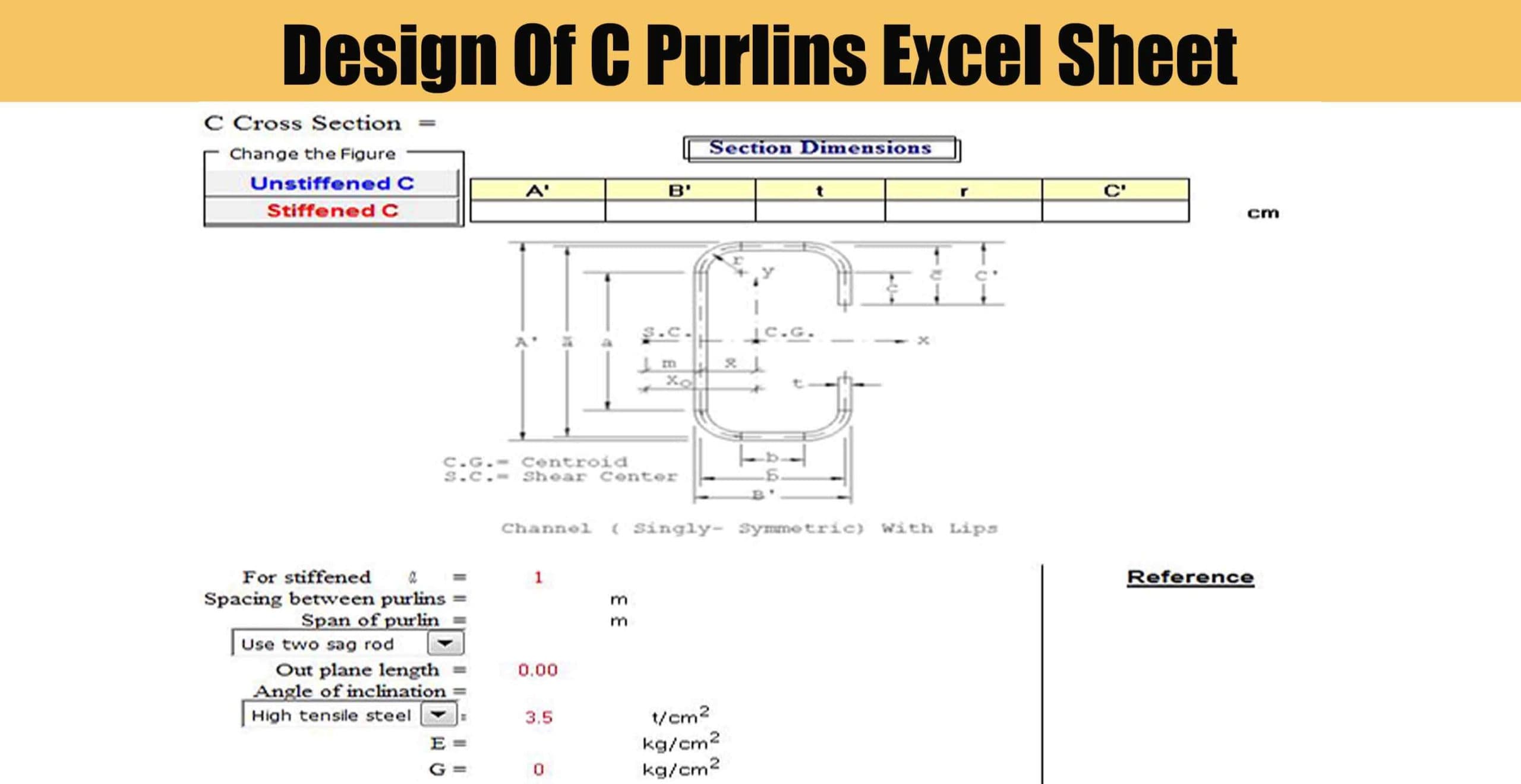 Design Of C Purlins Excel Sheet