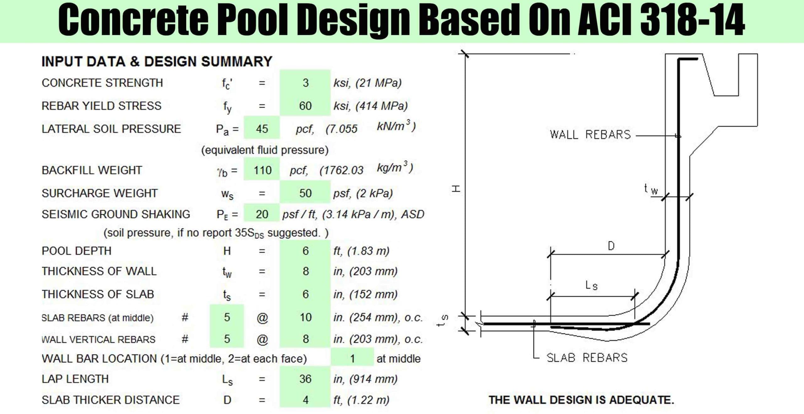 Concrete Pool Design Based On ACI 318-14