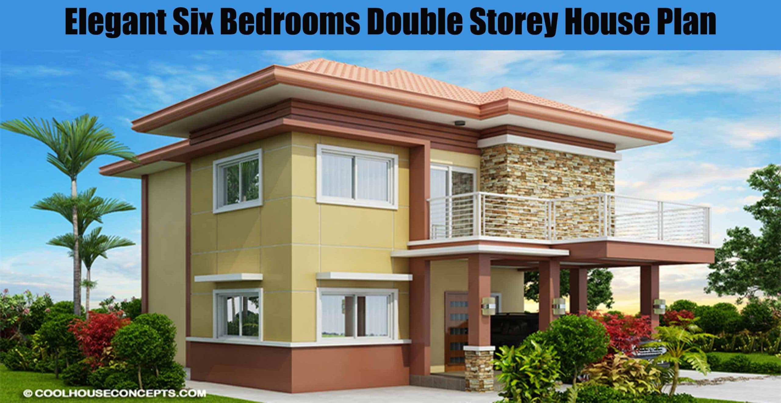 Elegant Six Bedrooms Double Storey House Plan