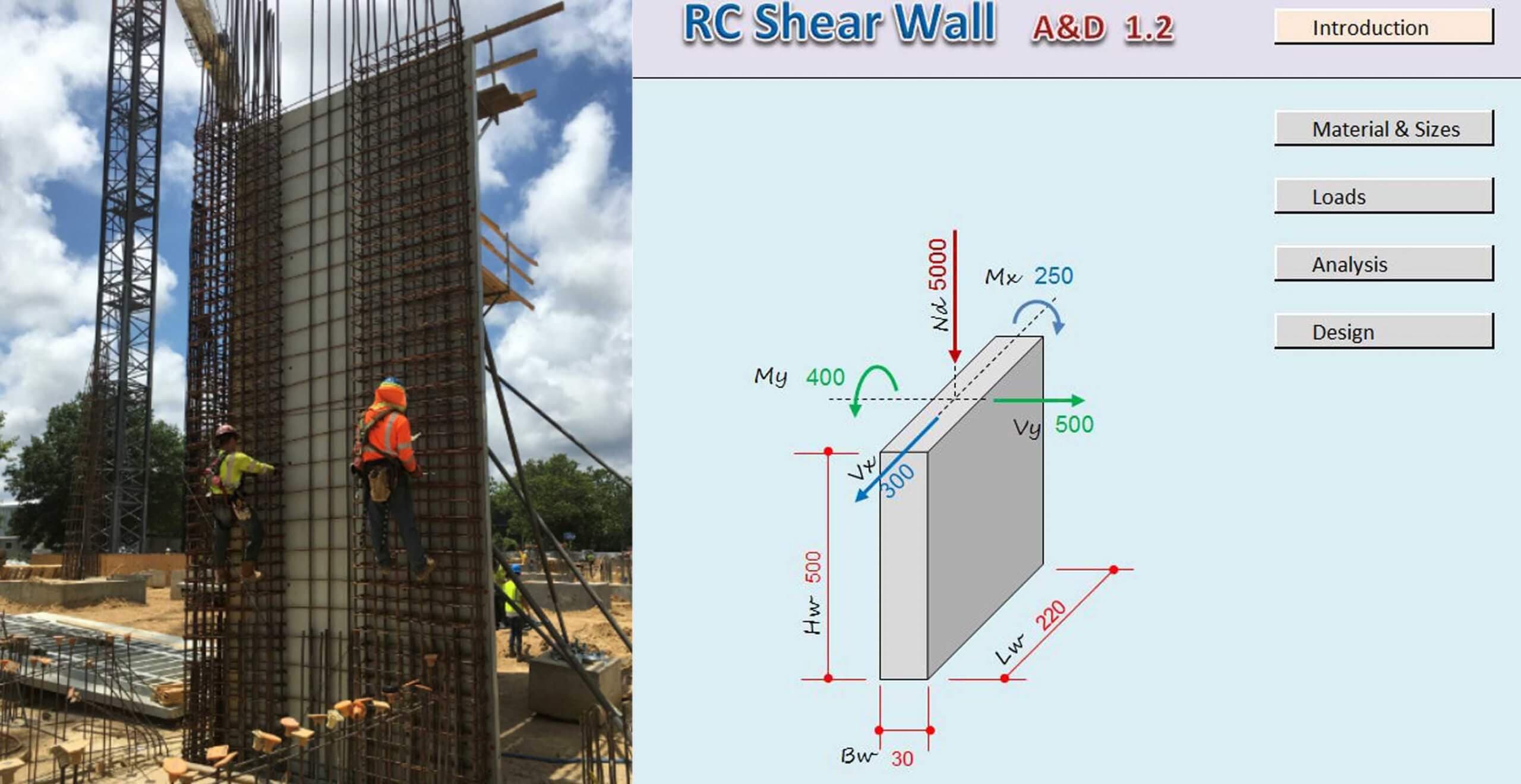 RC Shear Wall Analysis And Design Excel sheet