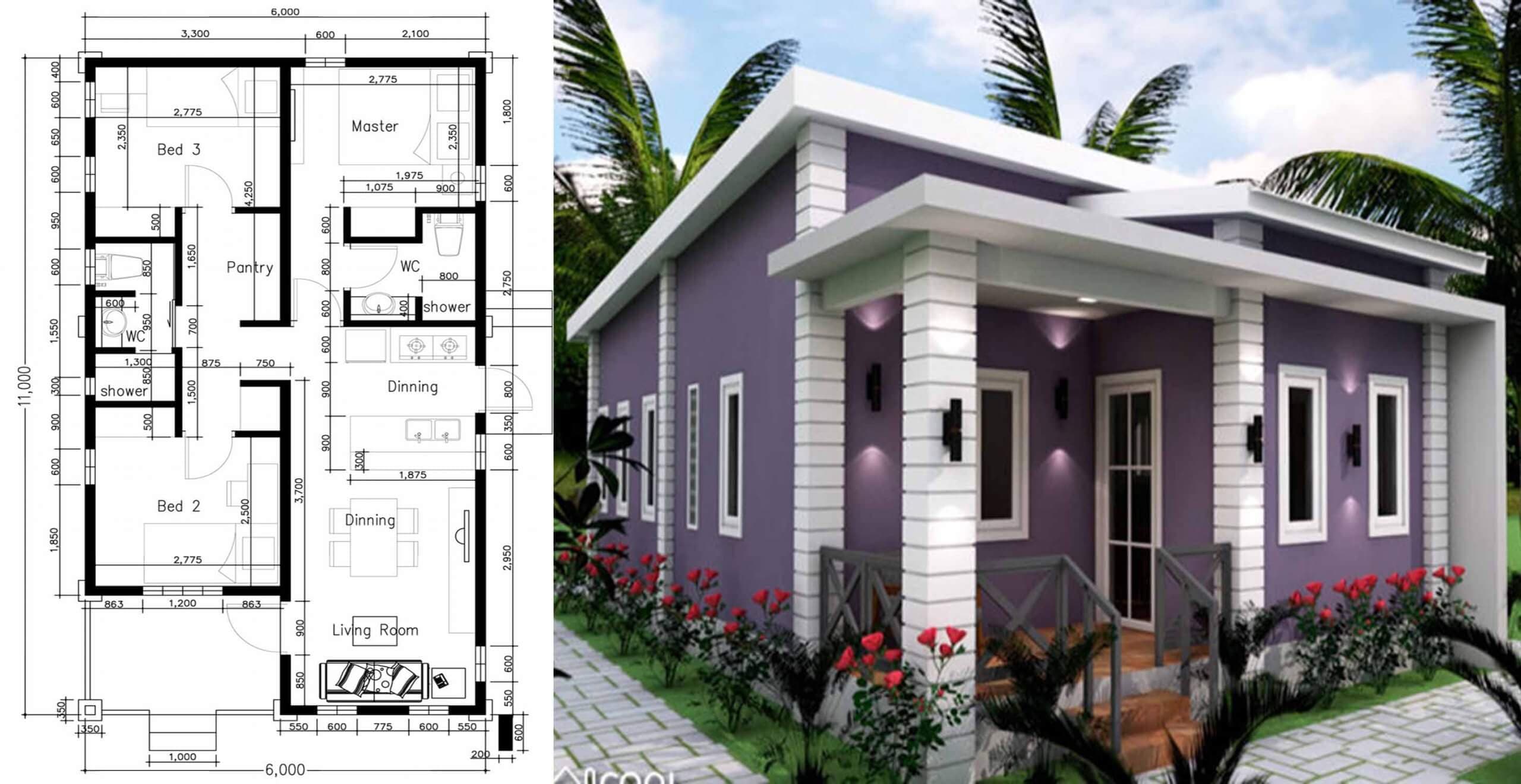 Amazing 3 Bedrooms Small House Plan