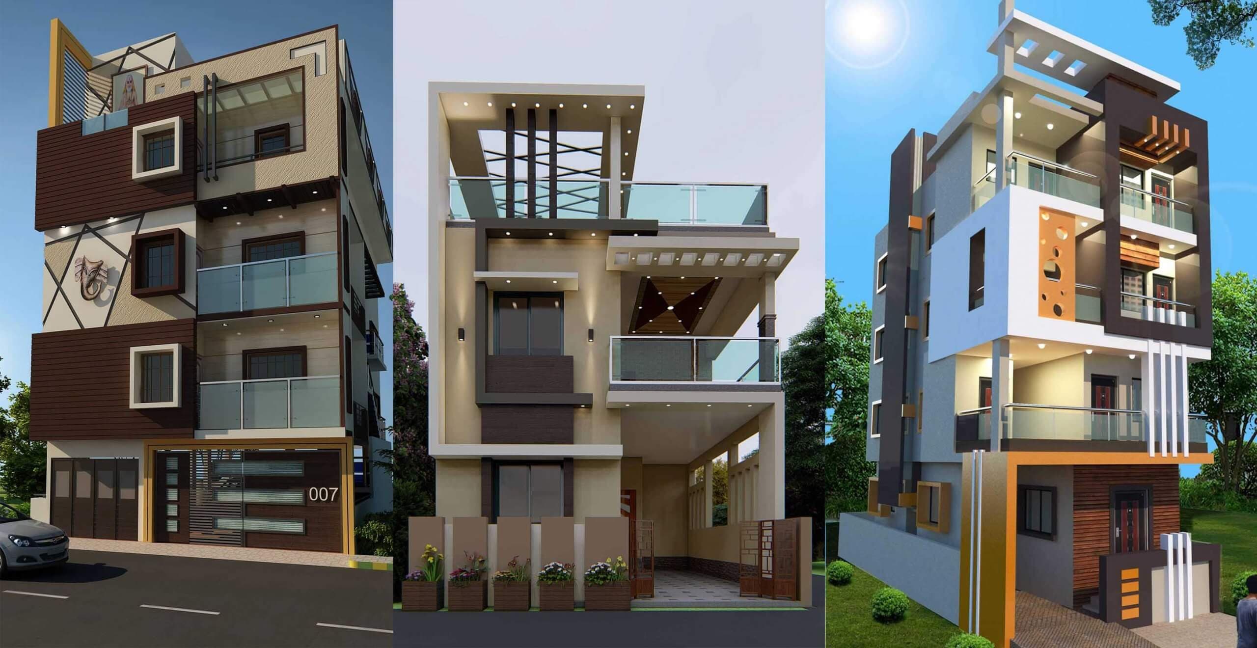 Modern Three Stories Building Exterior