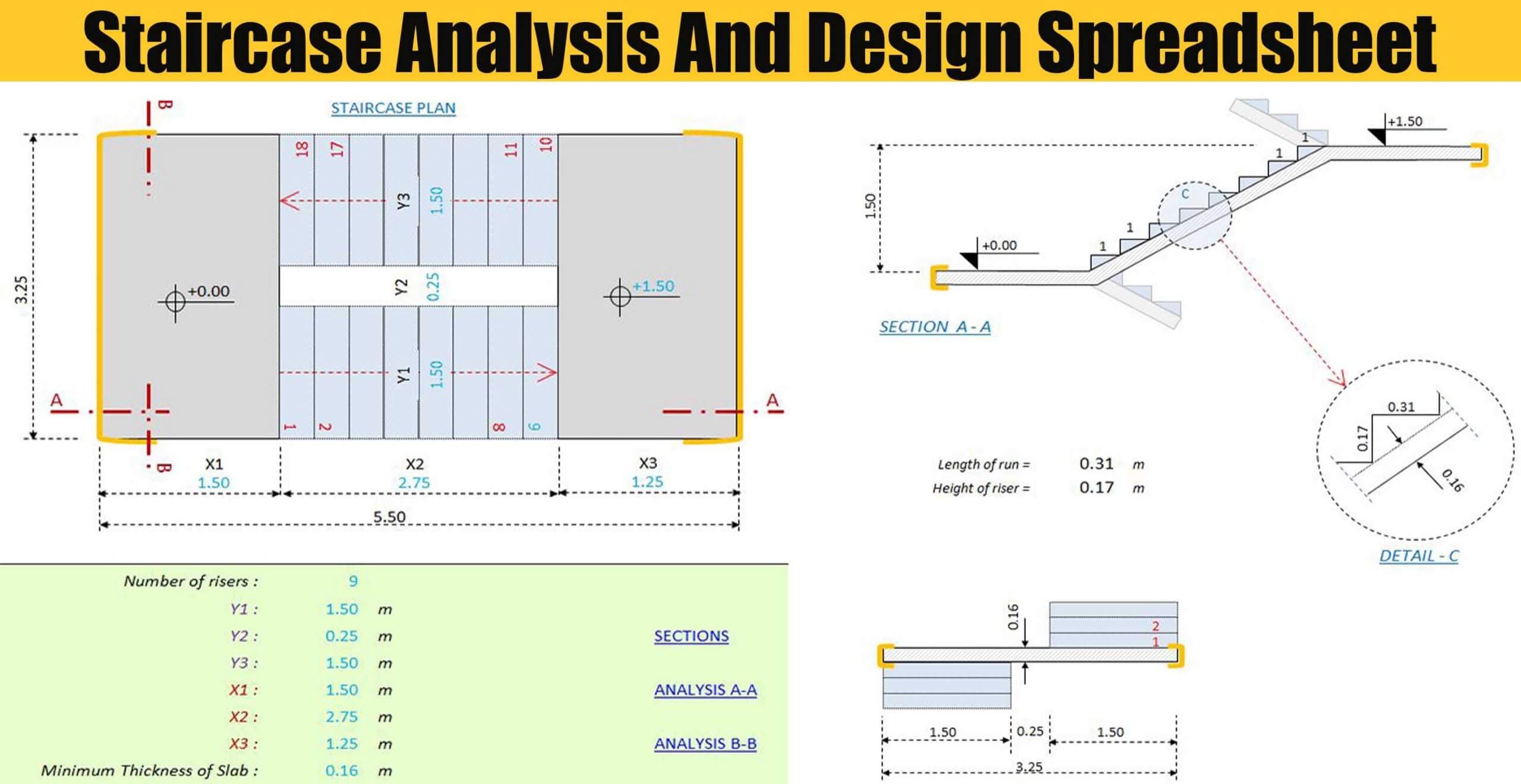 Staircase Analysis And Design Spreadsheet