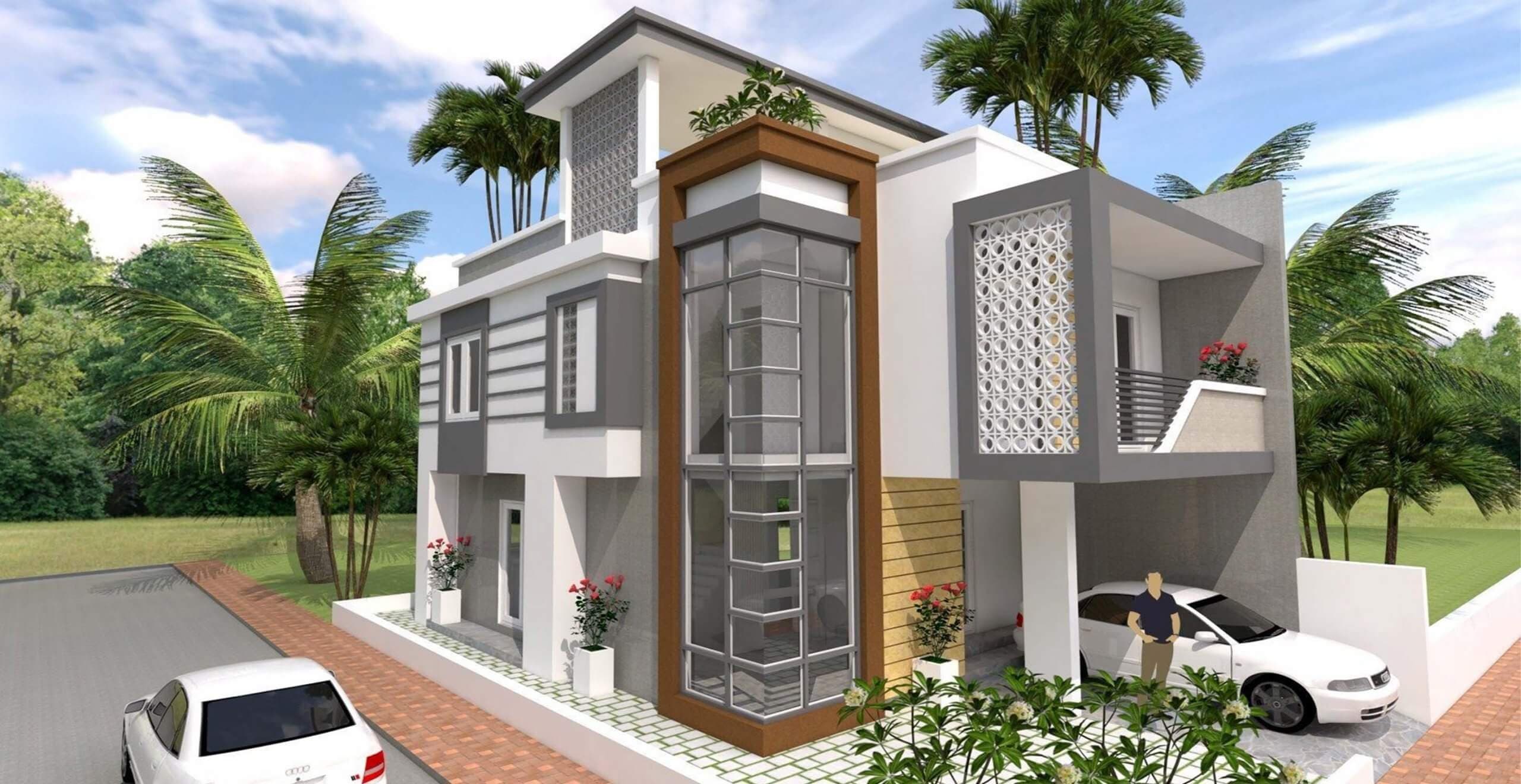 Four Bedroom 2-Storey House Concept With Plan Detail