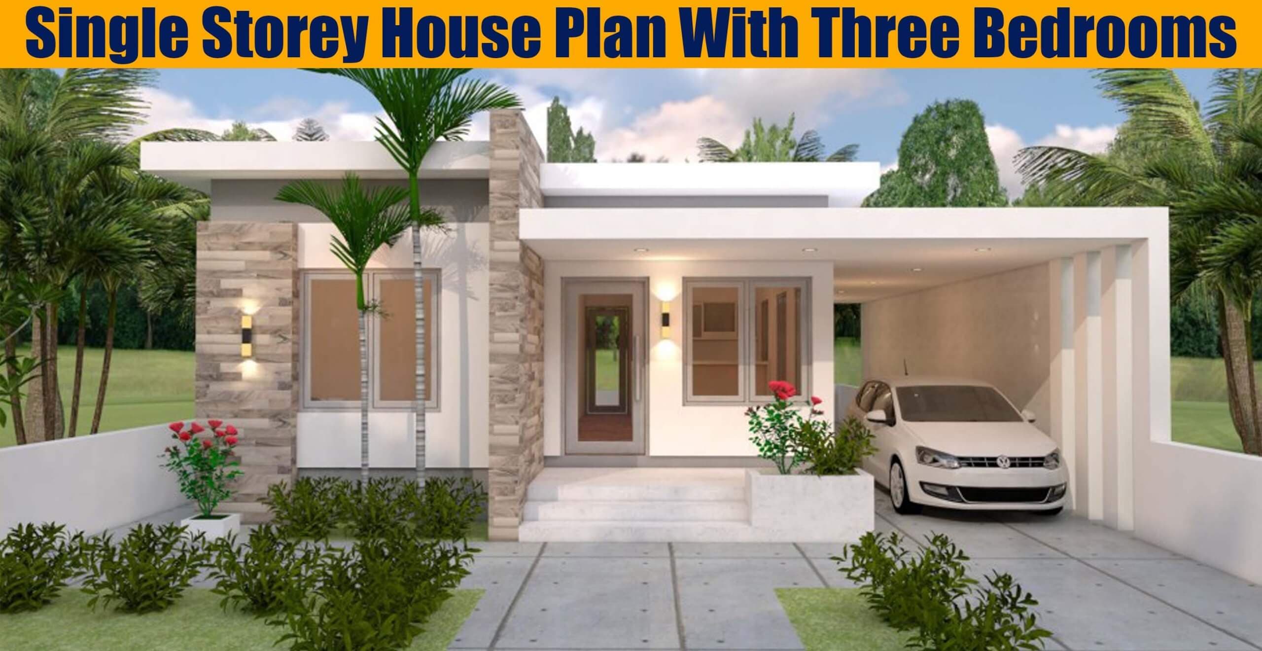 Single Storey House Plan With Three Bedrooms