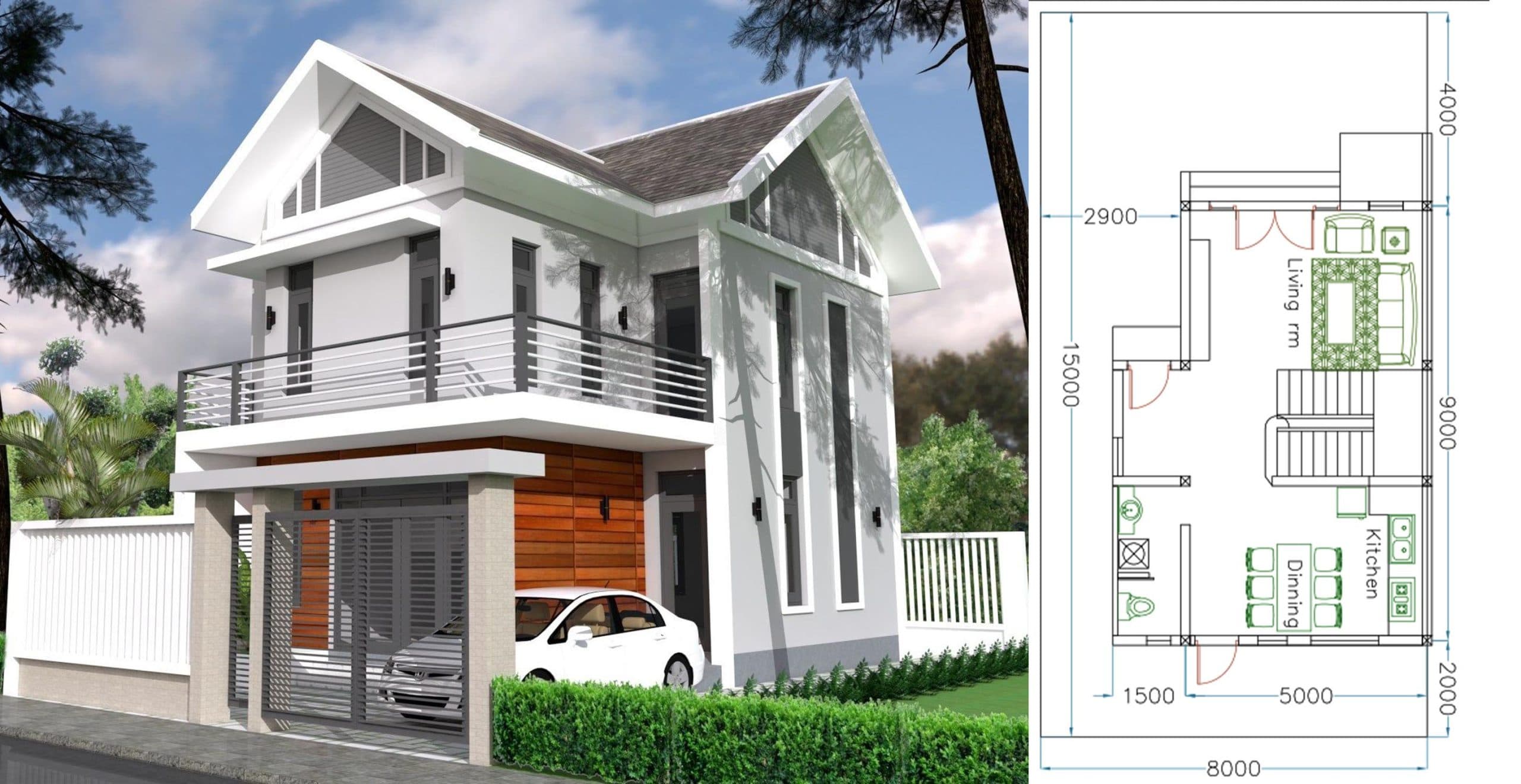 Home Design Plan 6.5x9m With 2 Bedrooms