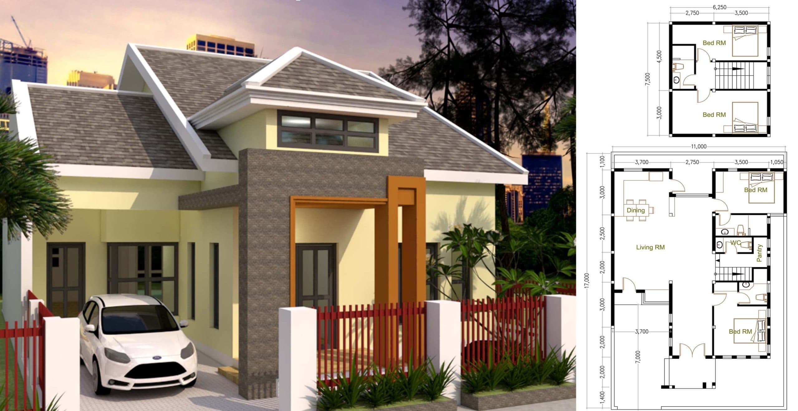 Amazing House Plans 11×17 With 4 Bedrooms