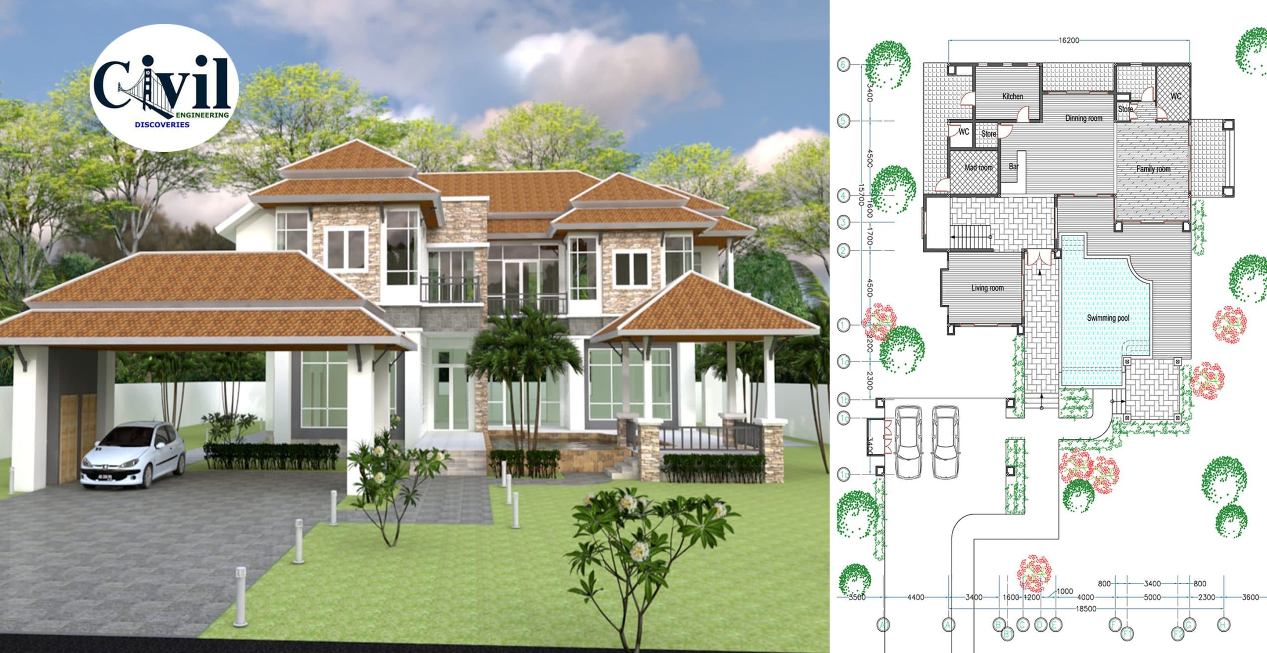 House Plans 15.7×16 With 5 Bedrooms