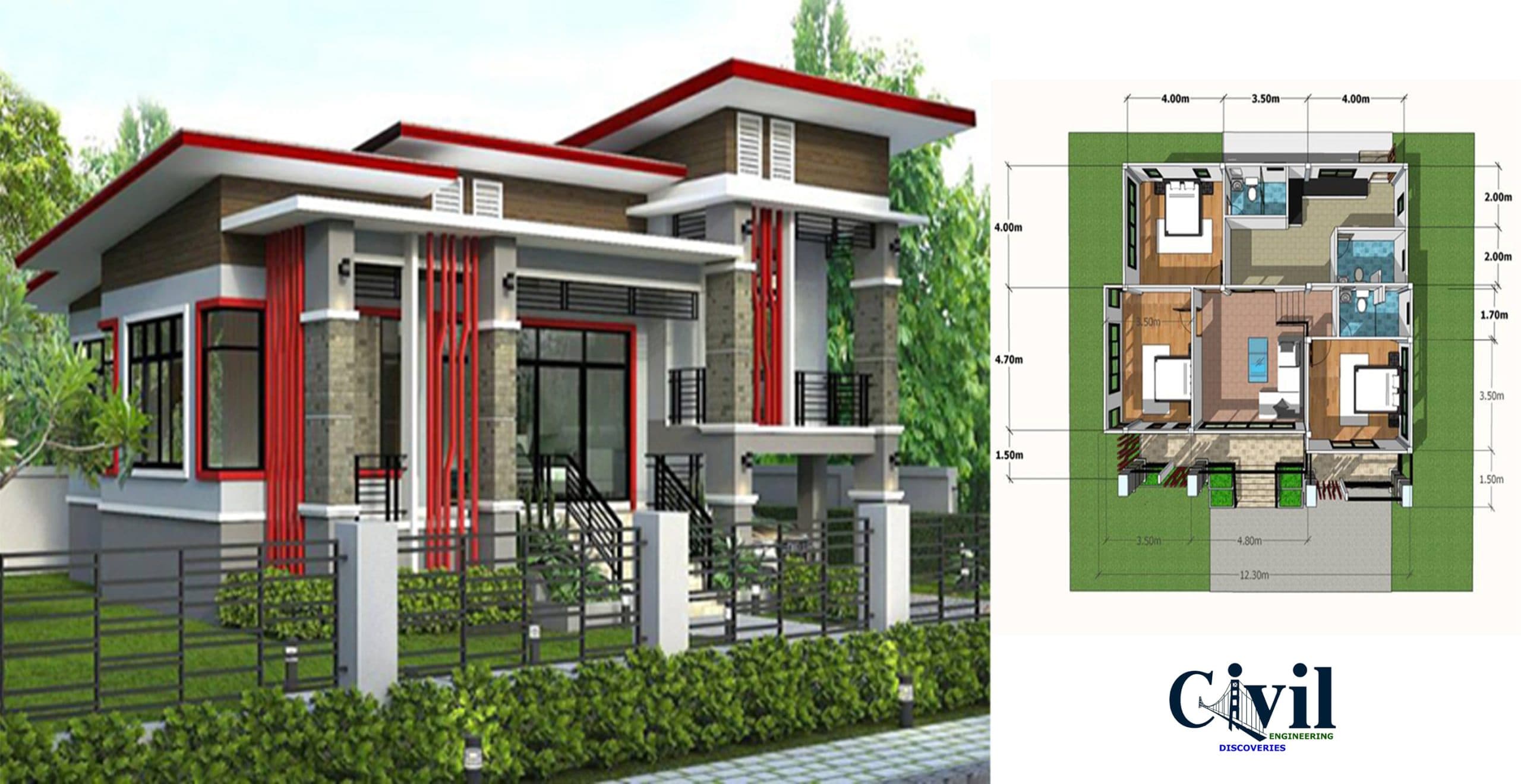 Split Level Modern House Design With 3 Bedrooms