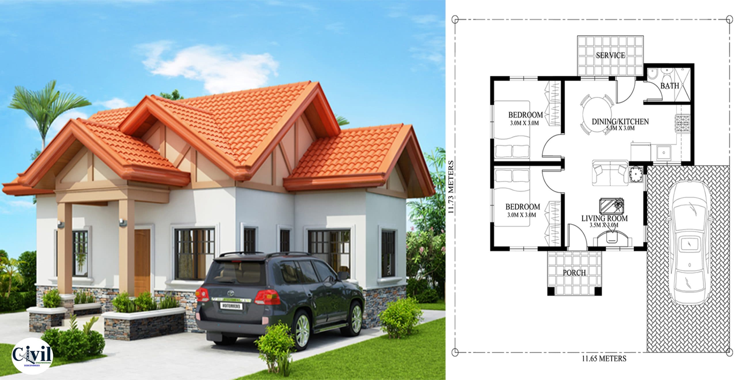 Captivating 2 Bedroom Home Plan