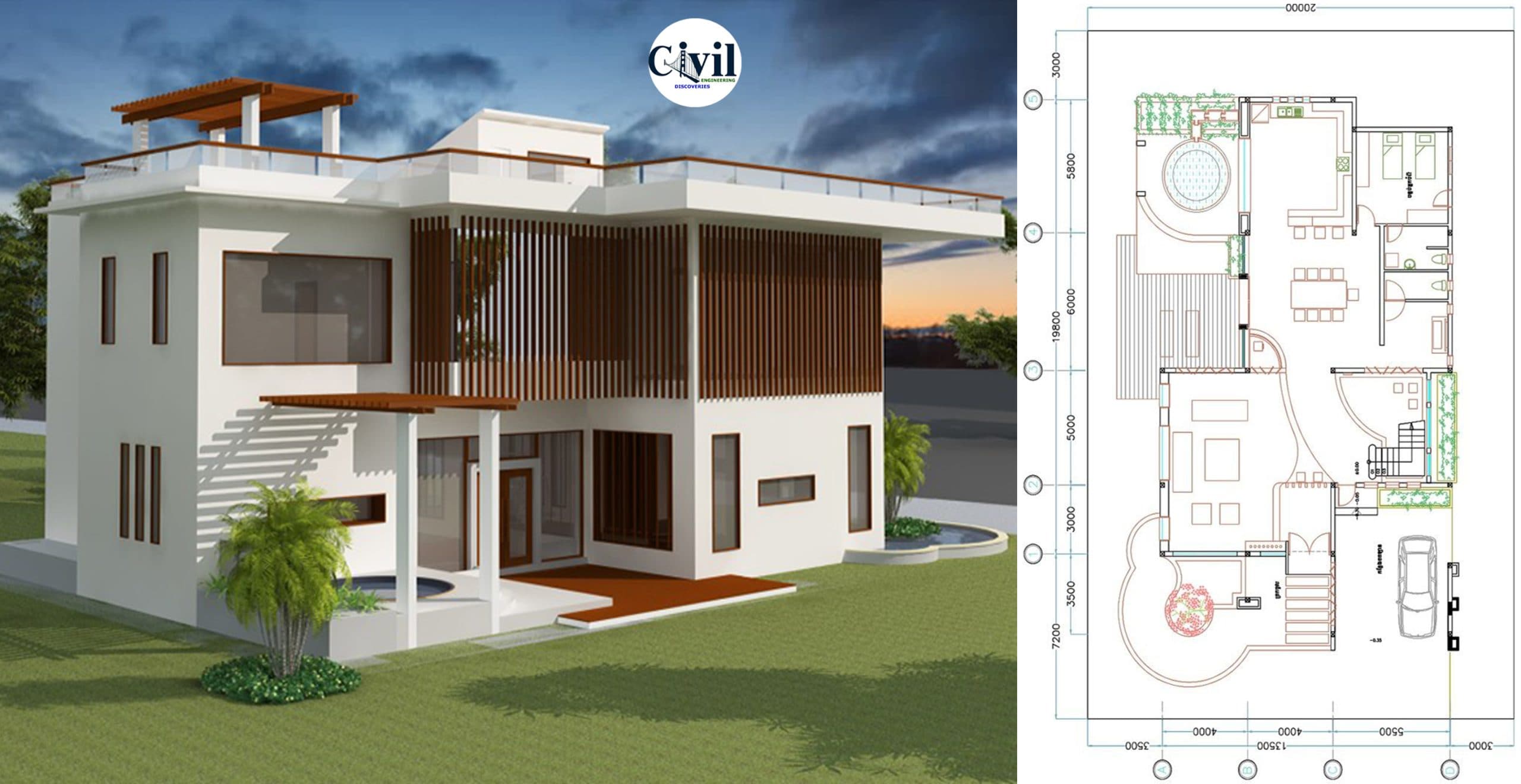 House Plan 13.5×19.8m With 4 Bedrooms