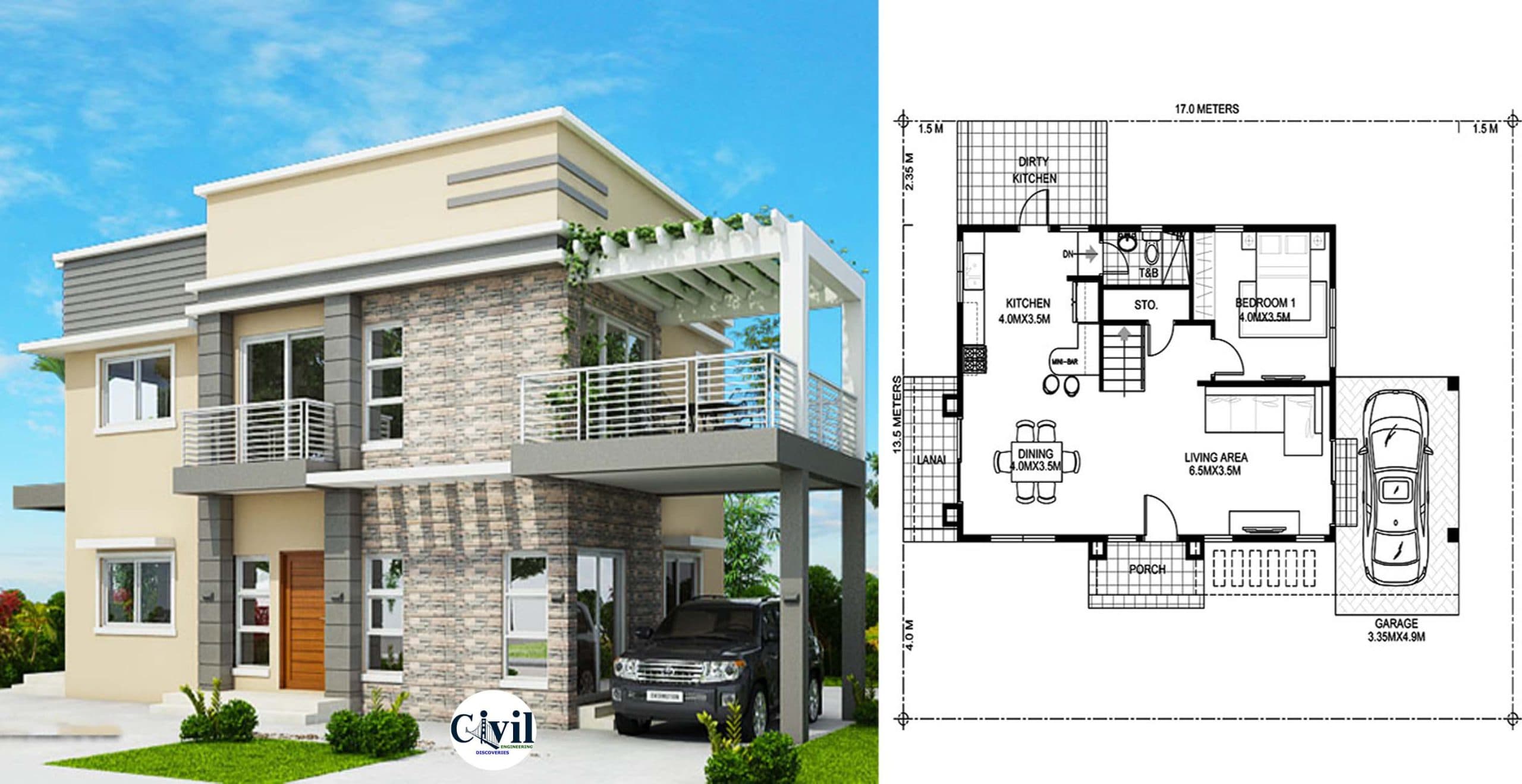 Modern House Design With 4 Bedrooms And Roof Deck