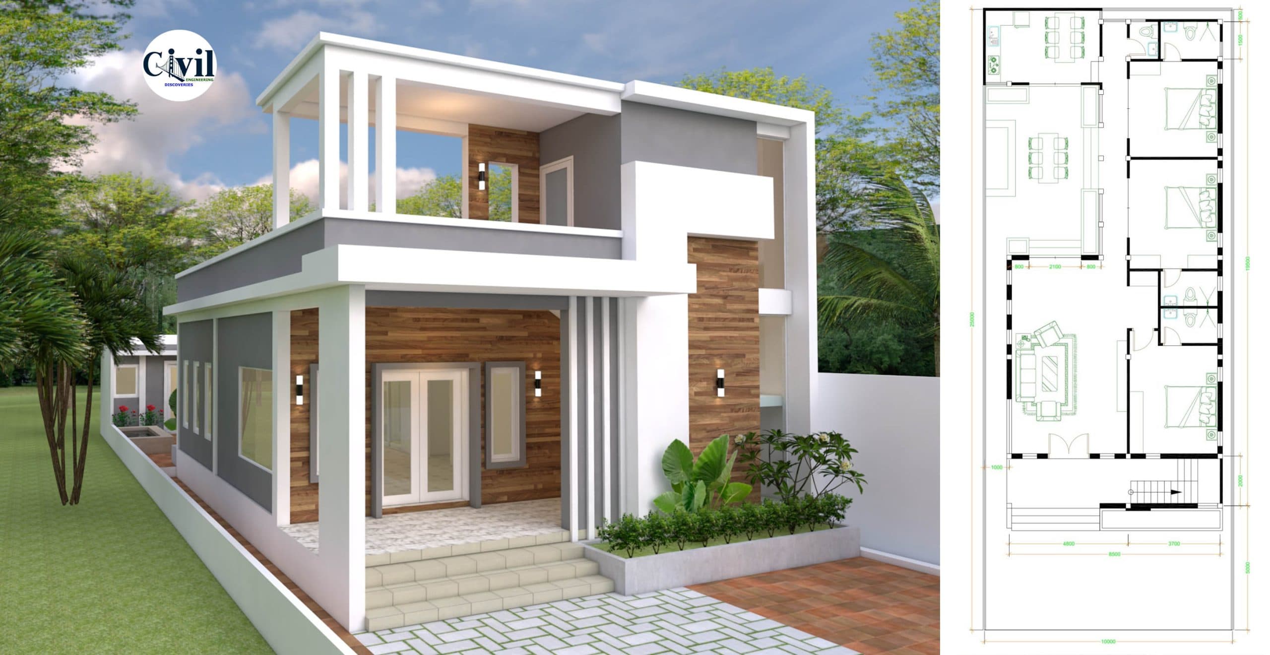 House Design Plans 10×25 With 3 Bedrooms
