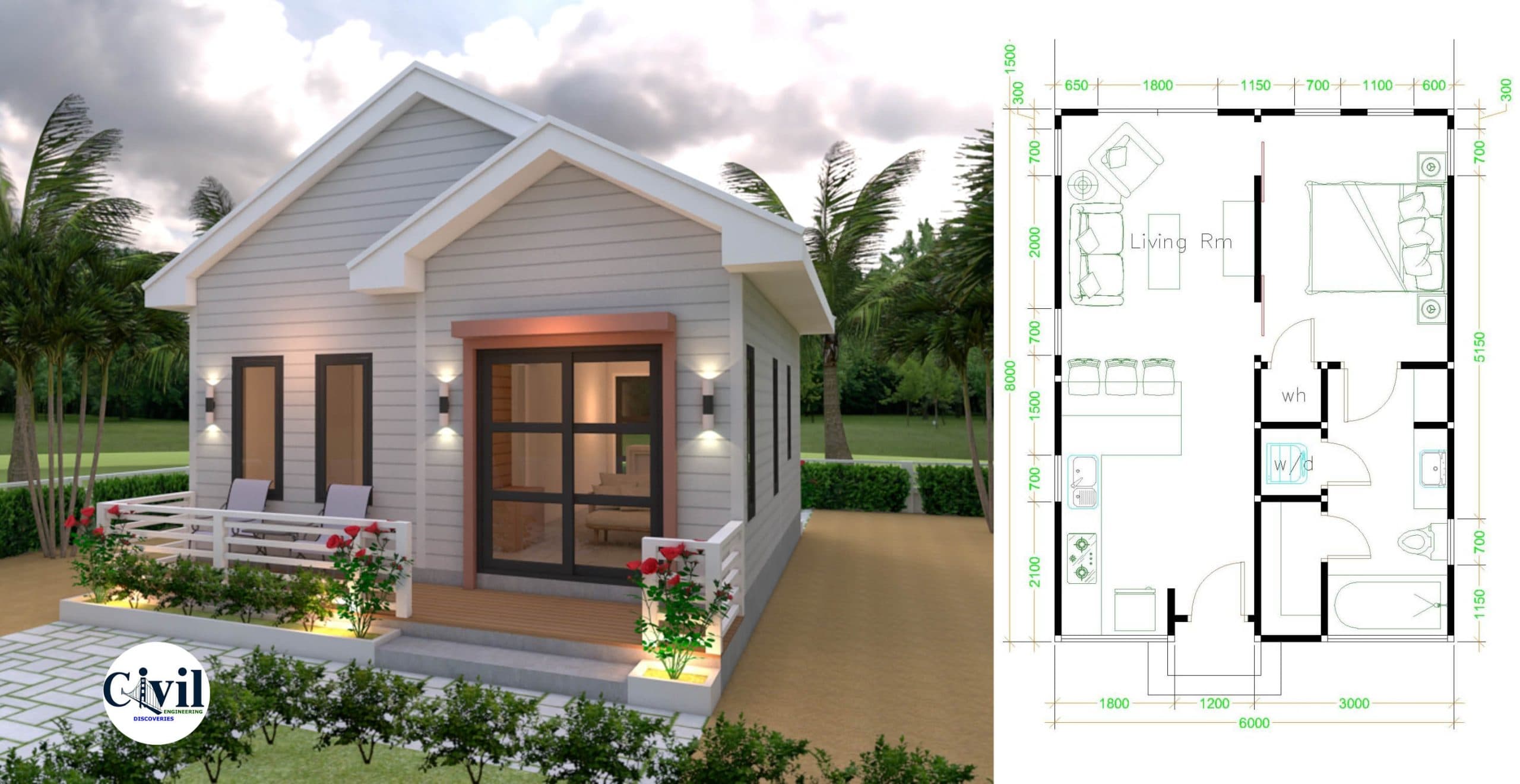 Studio House Plans 6×8 Gable Roof