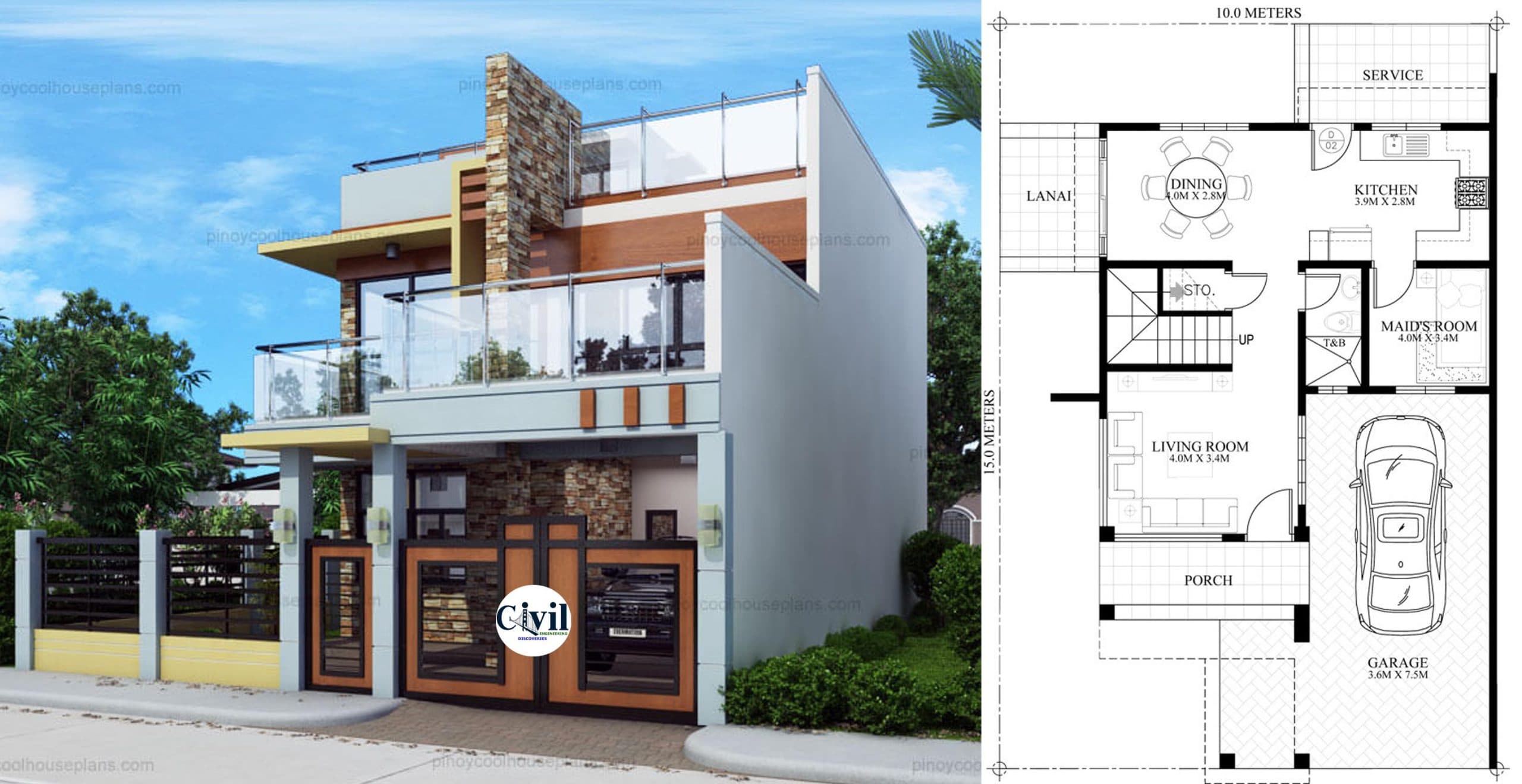 Amazing House Plans Idea 15×10 With 4 Bedrooms
