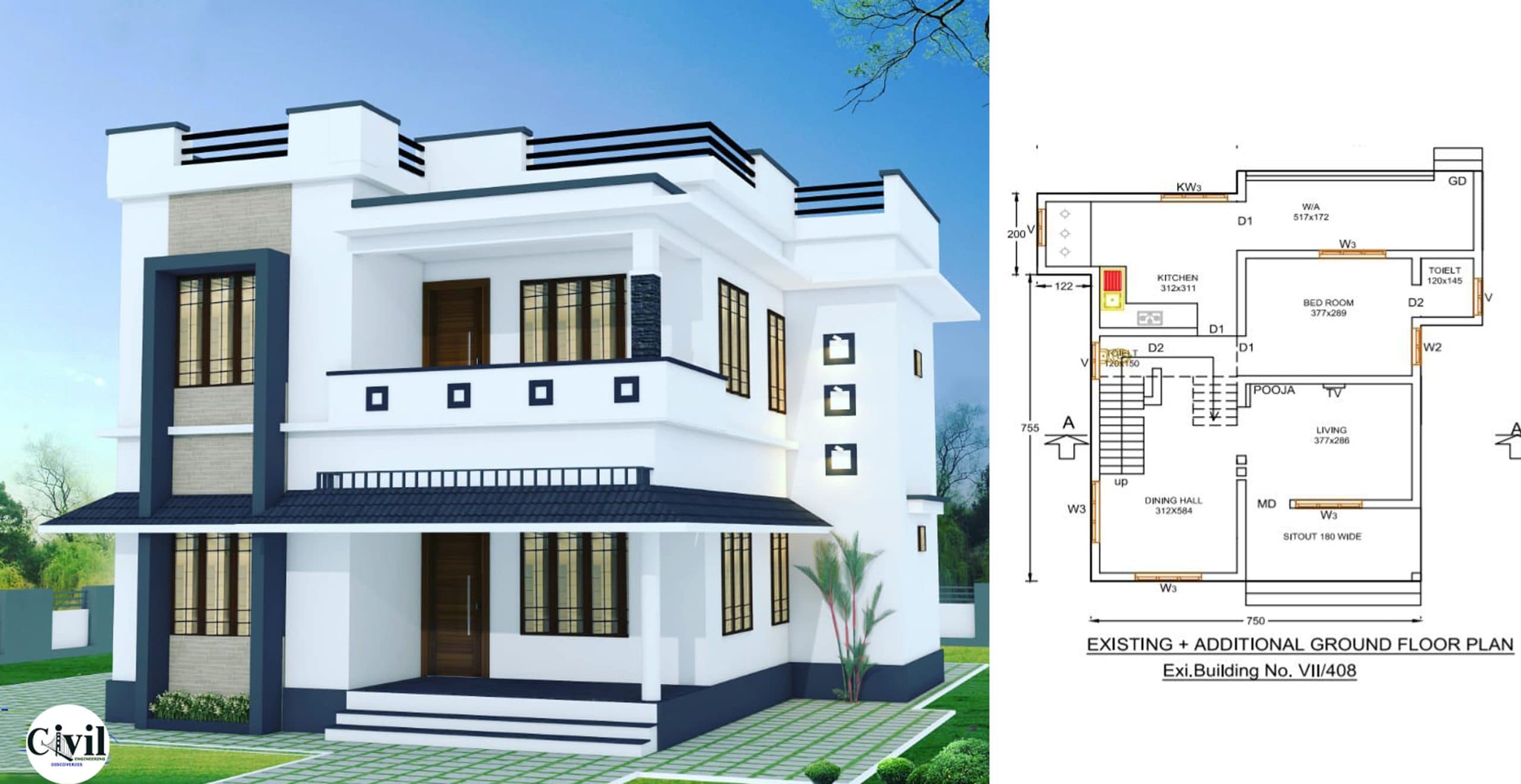1650 Sq Ft 3BHK Beautiful Double Floor House And Free Plan
