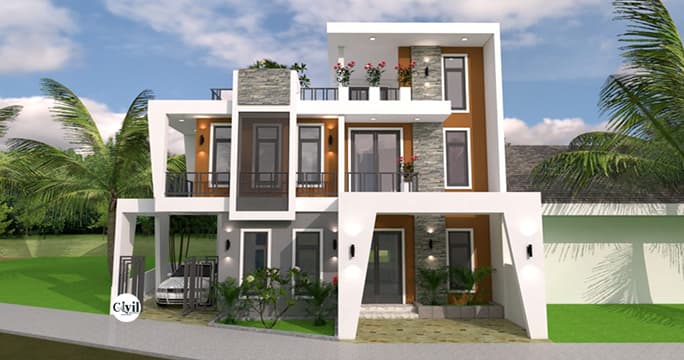 Two-Storey Modern House Plan With 4-Bedrooms And 5-Bathrooms
