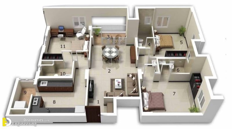 30 Modern 3D Floor Plans Help You To Make Your Dream Home - Engineering