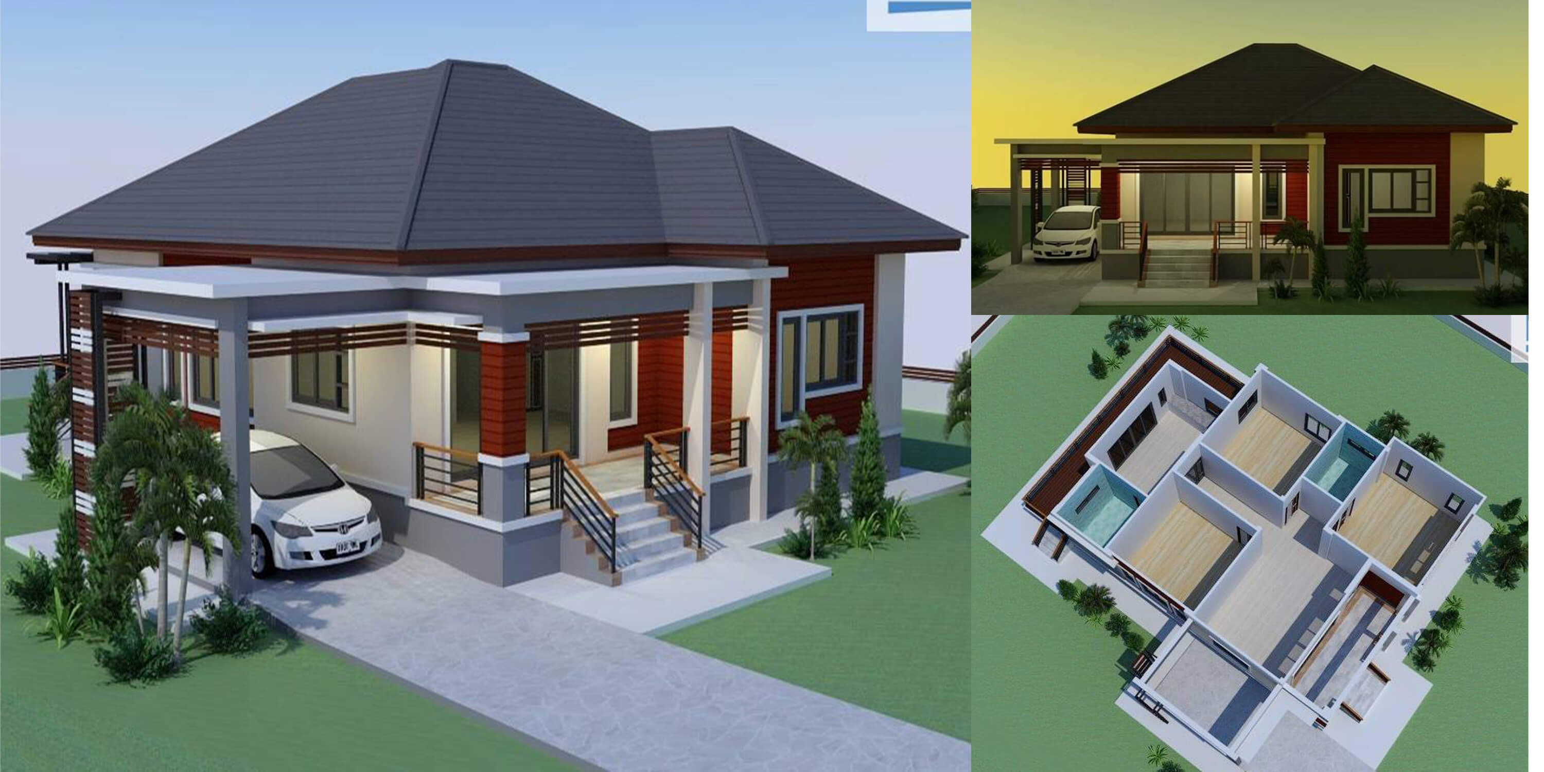 Single Storey House Modern Tropical 3 Bedrooms Bathrooms