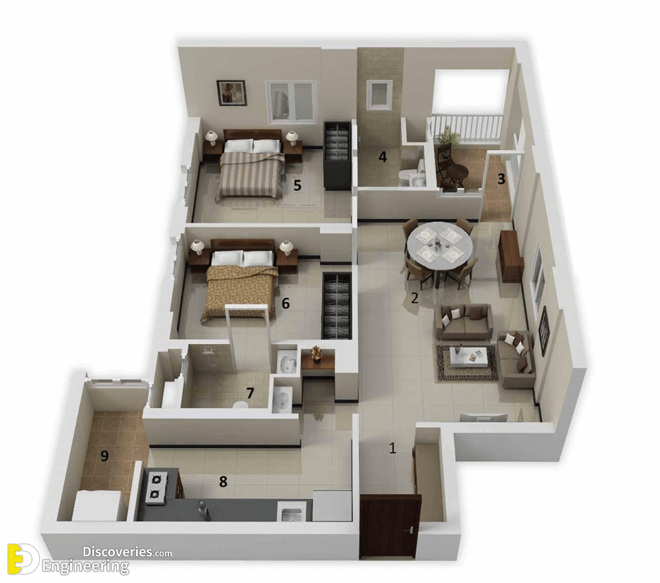 Amazing Top 50 House 3D Floor Plans - Engineering Discoveries
