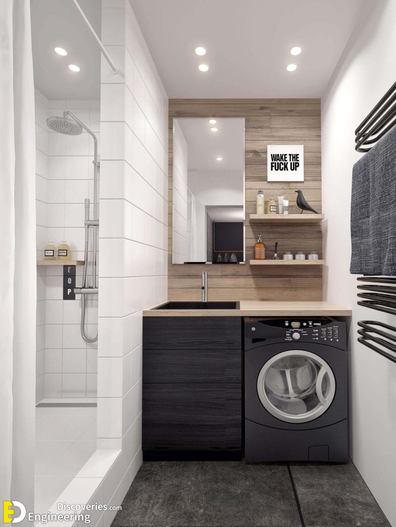 Small Bathrooms With Washing Machines (Tips And Advice) | Engineering ...