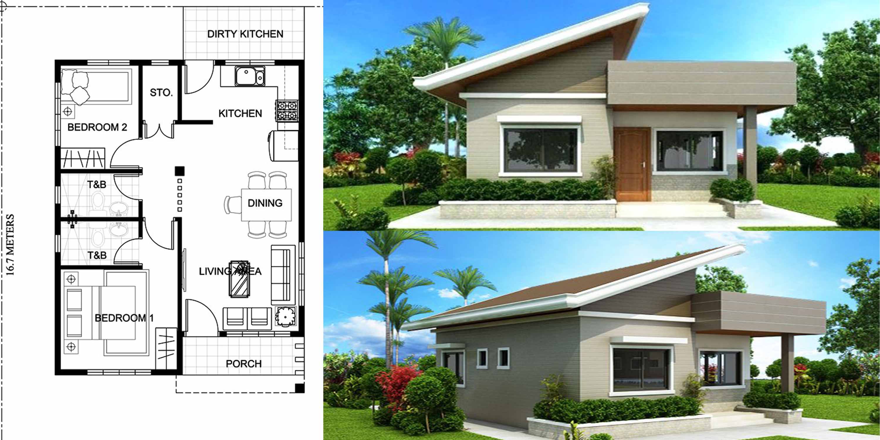 Two Bedroom House Design Plans - Attractive Two Bedroom House Plan ...