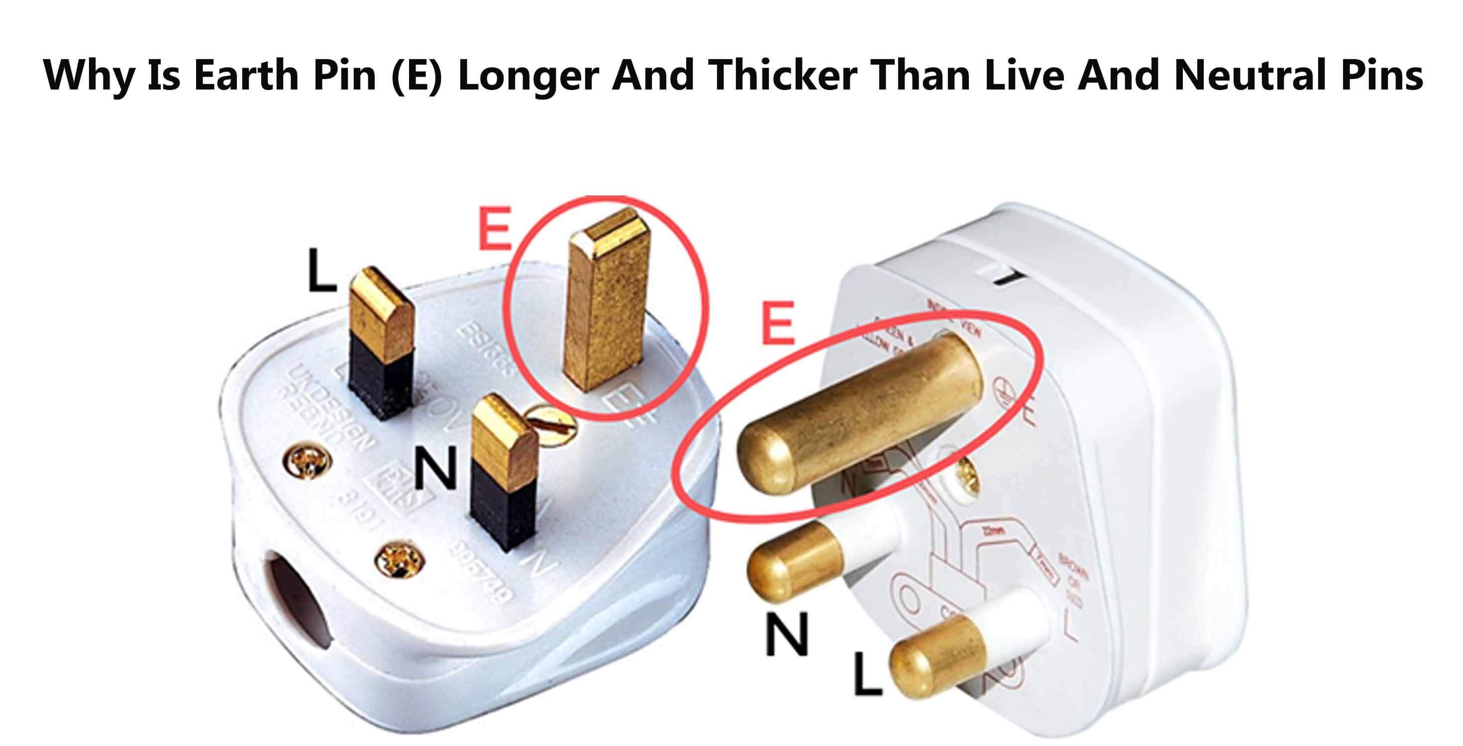 Why Is Earth Pin (E) Longer And Thicker Than Live And Neutral Pins ...