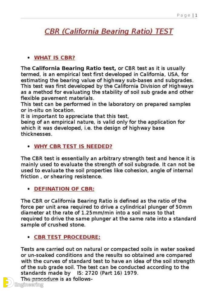 California Bearing Ratio Cbr Test Engineering Discoveries