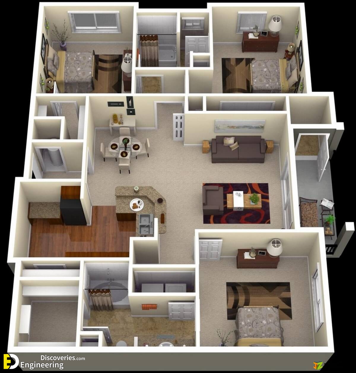 40 Amazing 3 Bedroom 3D Floor Plans Engineering Discoveries   1 20170711150744 4bgcf 