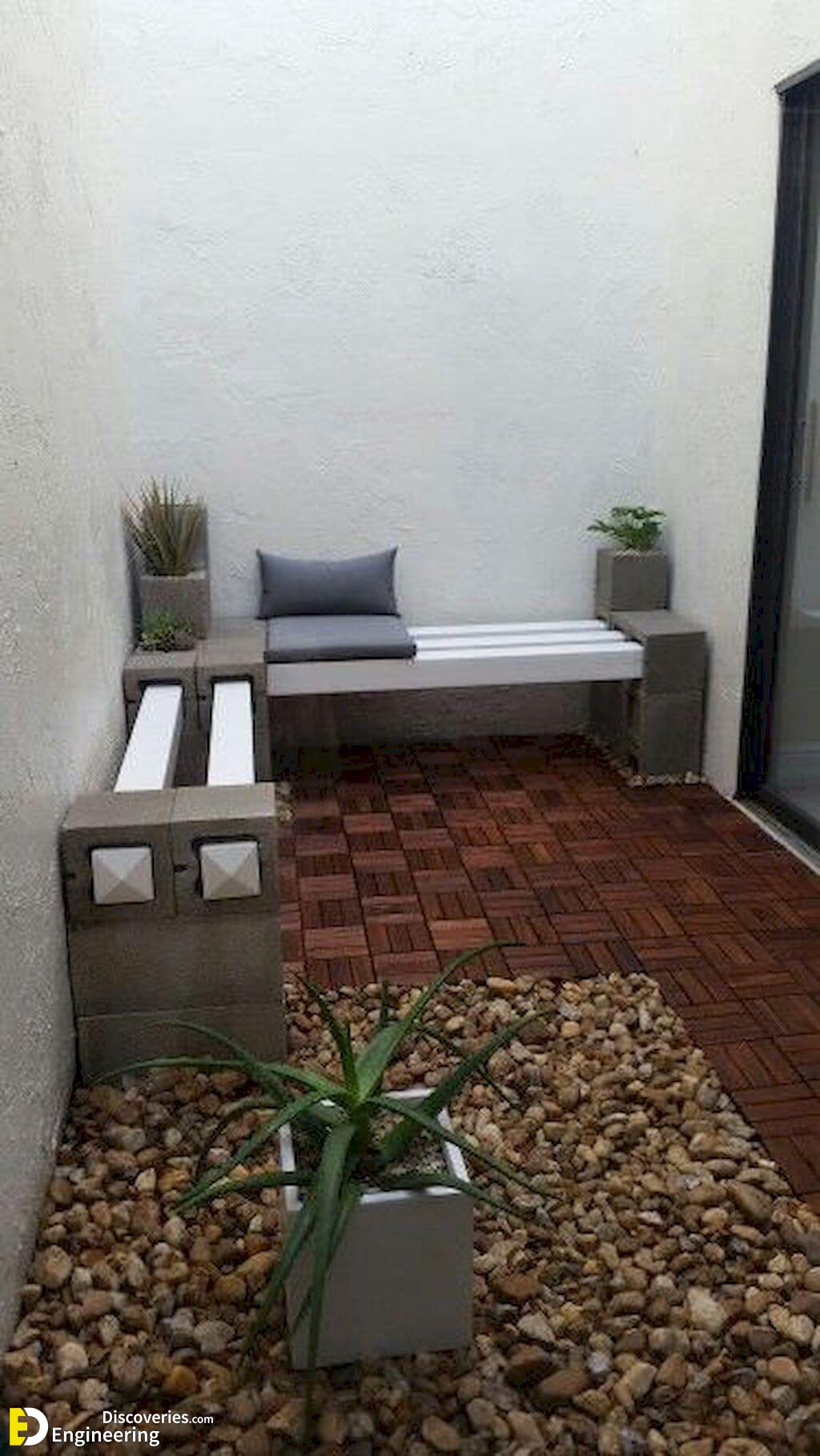 L shaped deals cinder block bench