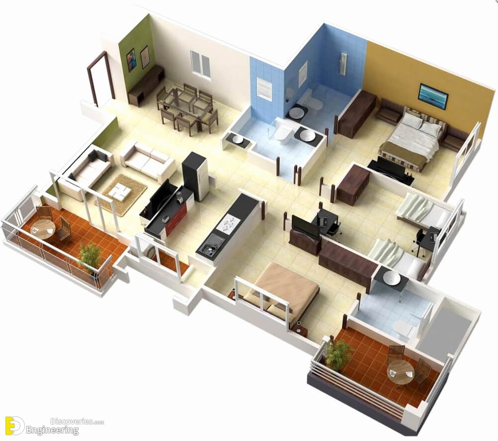 40 Amazing 3 Bedroom 3d Floor Plans Engineering Discoveries