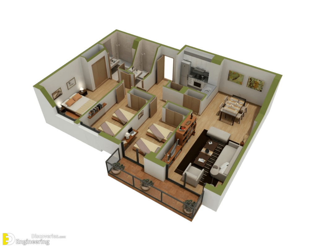 40 Amazing 3 Bedroom 3D Floor Plans | Engineering Discoveries