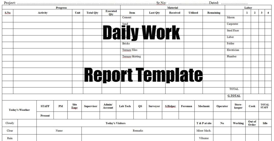 Daily Work Report Template Engineering Discoveries