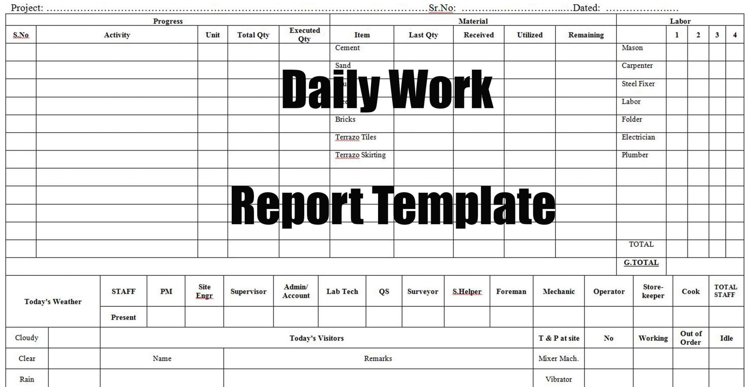 Daily Work Report Template - Engineering Discoveries In Daily Work Report Template