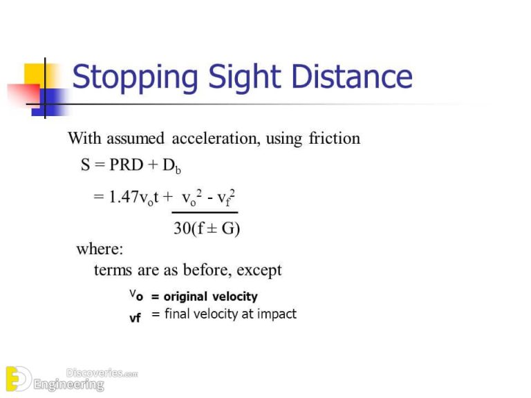 Stopping Sight Distance, Overview And Calculation Engineering Discoveries