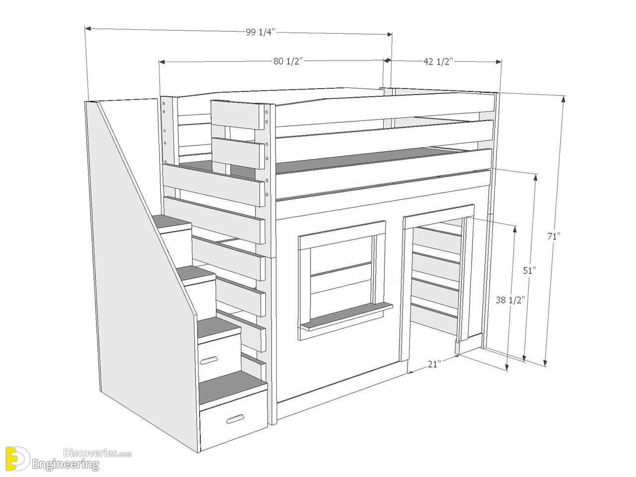 Bunk Bed Dimensions Plans With Stairs Image To U