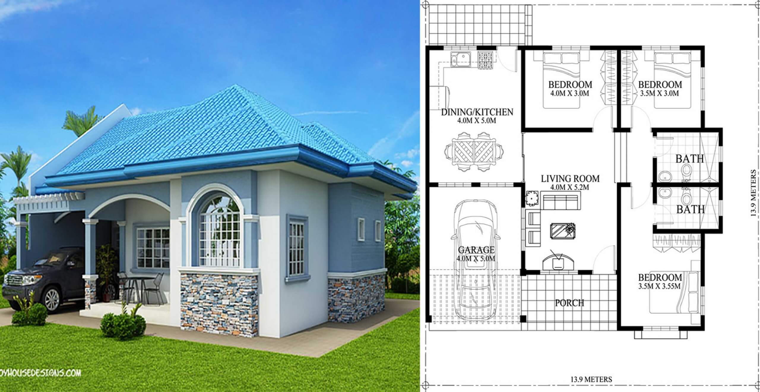 Bedroom Bungalow Floor Plan Philippines Floorplans Click