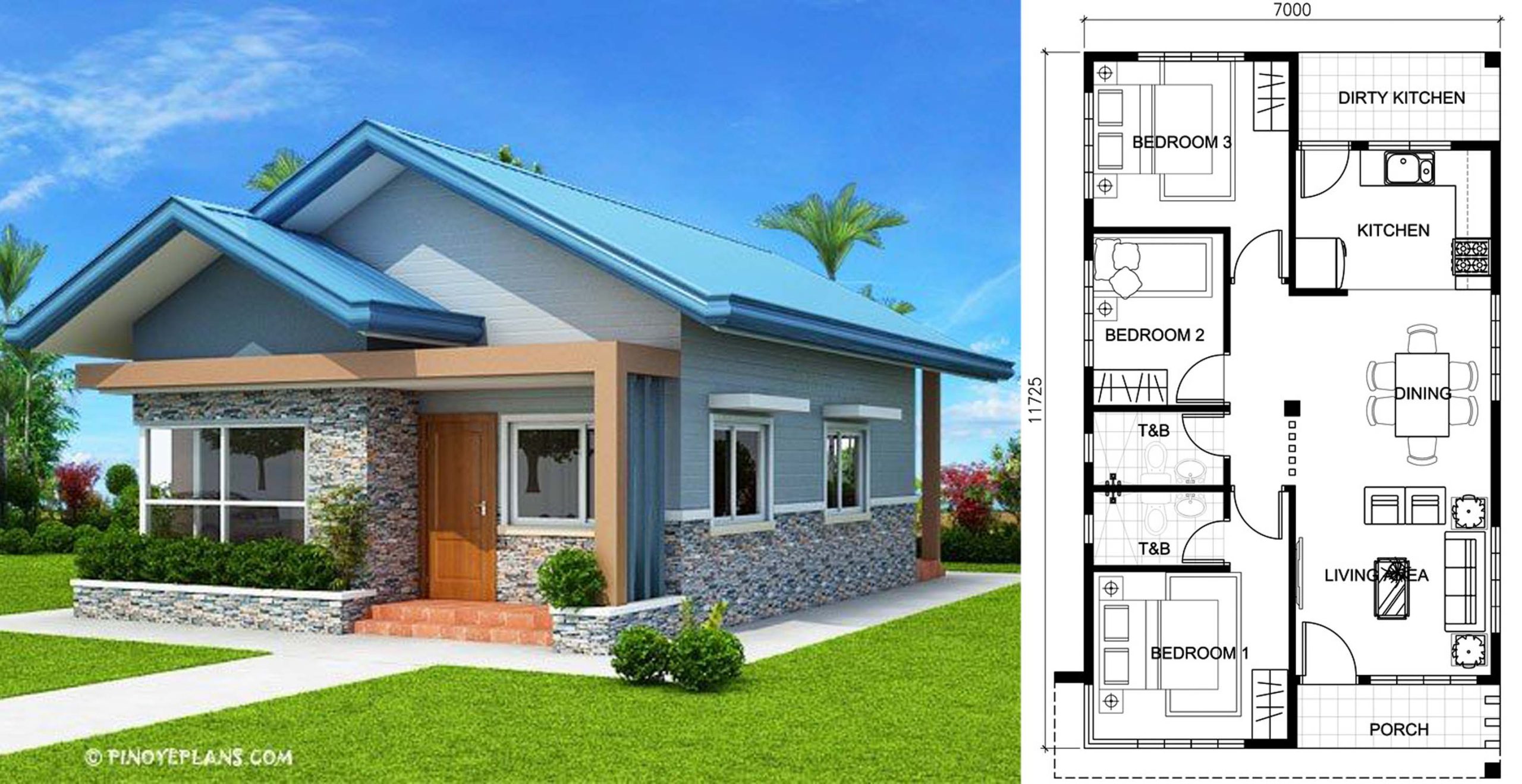 Three Bedroom Bungalow House Plans Engineering Discoveries