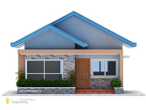 Two-Bedroom Bungalow House Plan in Blue Shade - Pinoy House Designs