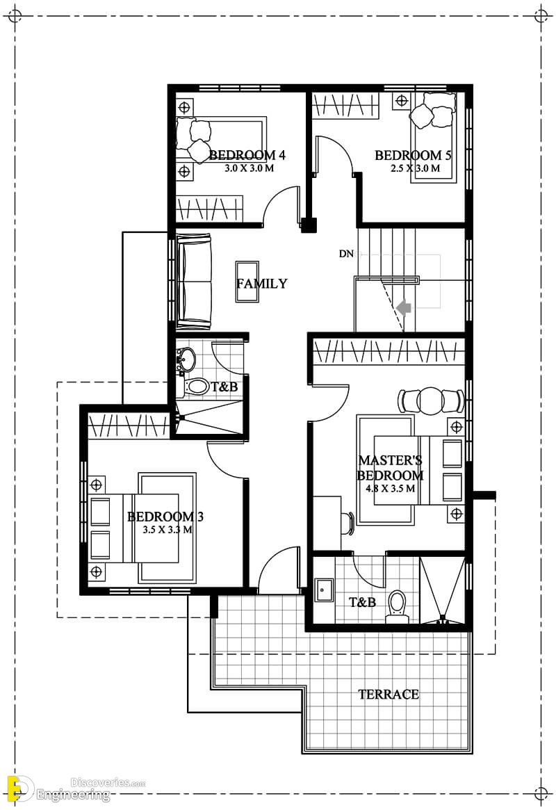 6 Bedrooms Double Storey House Plan | Engineering Discoveries