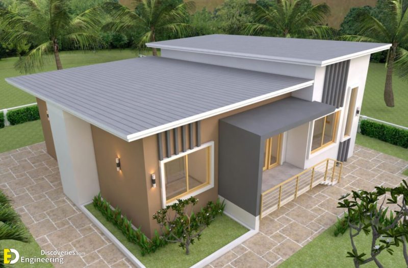 House Plans 12×12 Meter (40×40 Feet) Shed Roof - Engineering Discoveries