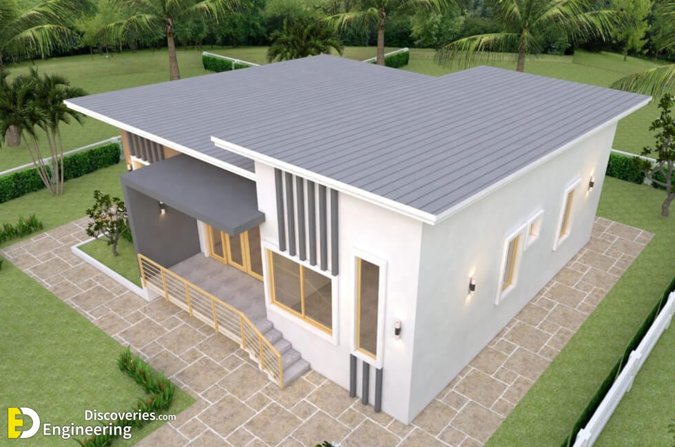 House Plans 12×12 Meter (40×40 Feet) Shed Roof - Engineering Discoveries